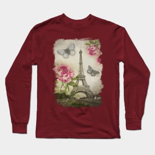 Vintage Paris Eiffel Tower Collage Long Sleeve T-Shirt